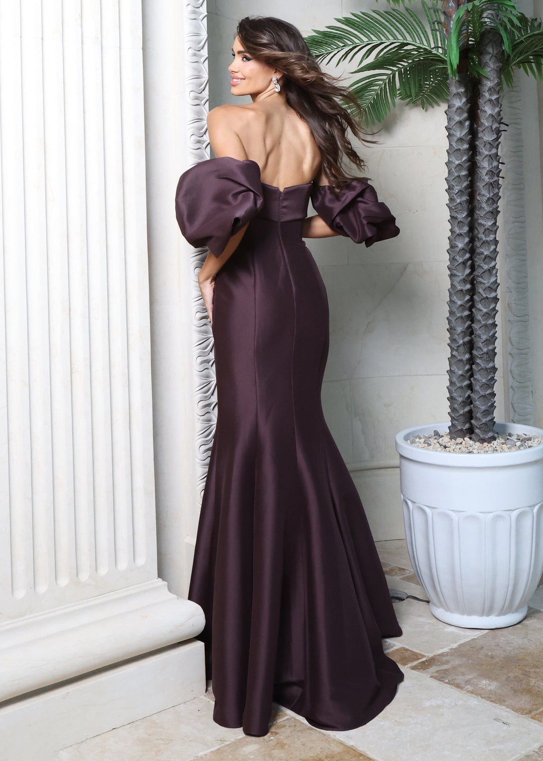 Jovani 51577 puff sleeve mermaid evening dress, side