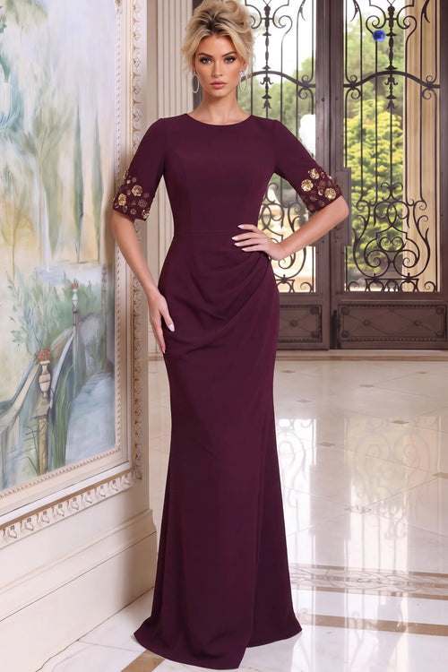 Jovani 51647 Round Neck Column Gown with Beaded Cuffs