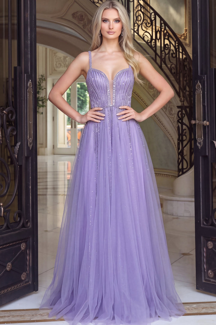 Jovani 54821 Sweetheart Beaded Corset A-Line Ball Gown front view