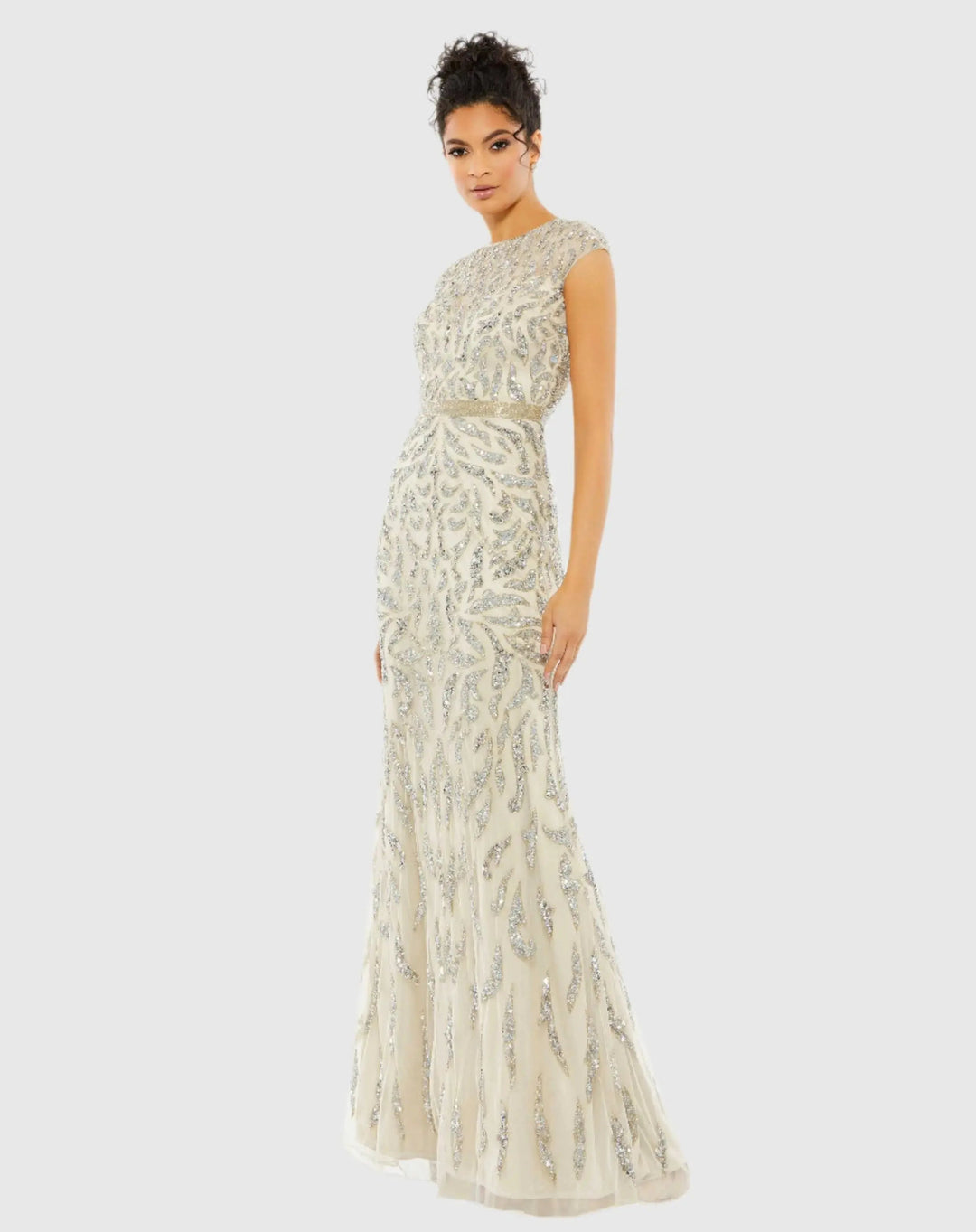 Mac Duggal 5532 Embellished High Neck Cap Sleeve Gown