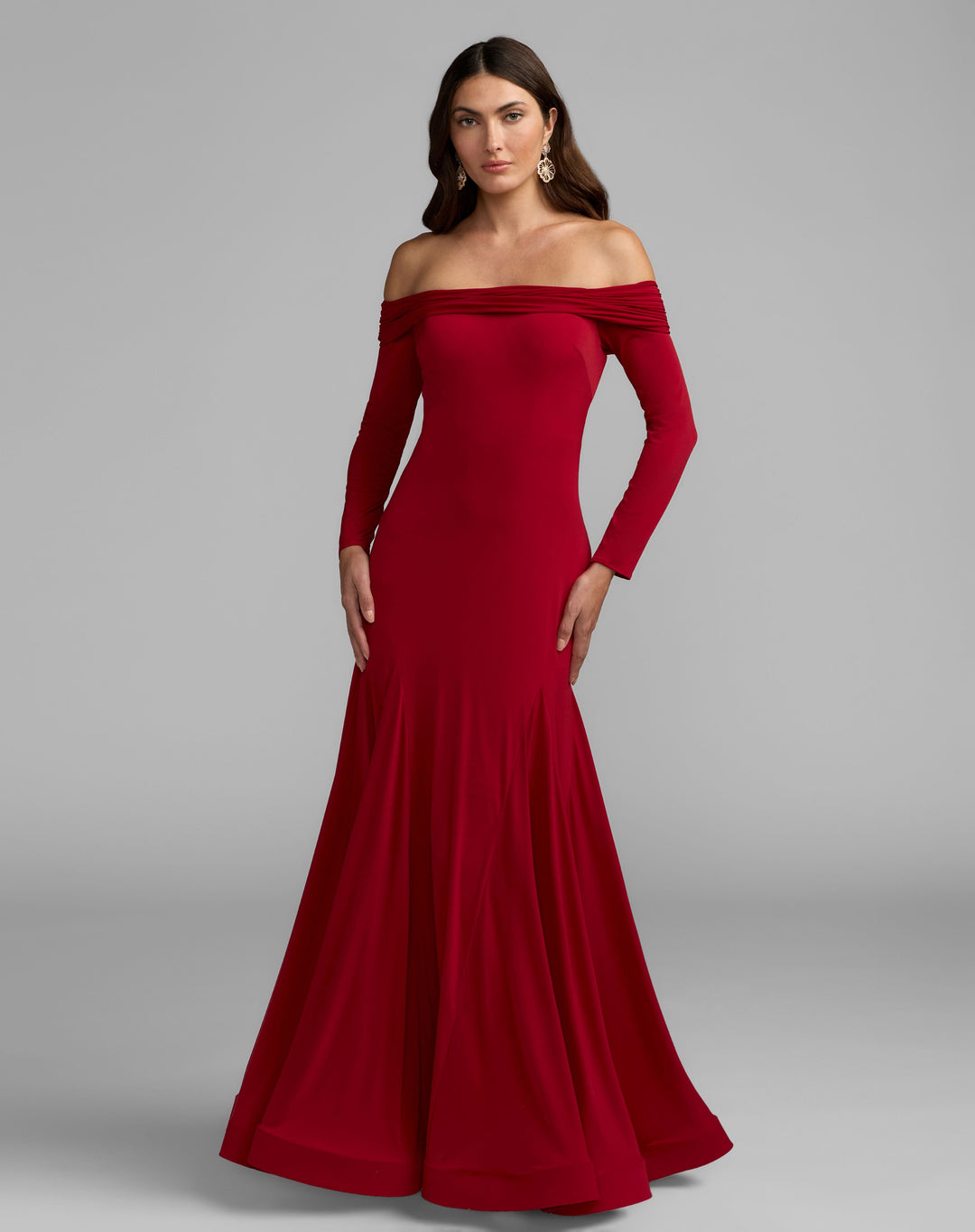 Mac Duggal 56354 Off The Shoulder Long Sleeve Trumpet Gown