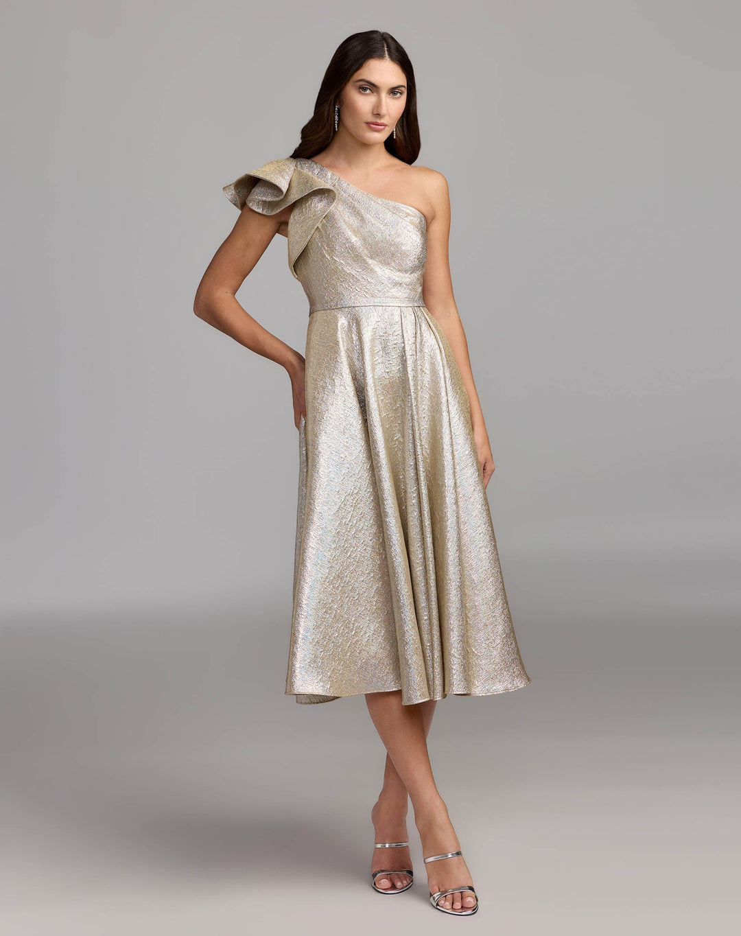 Mac Duggal 67906 One Shoulder Bow Midi Dress With Pockets