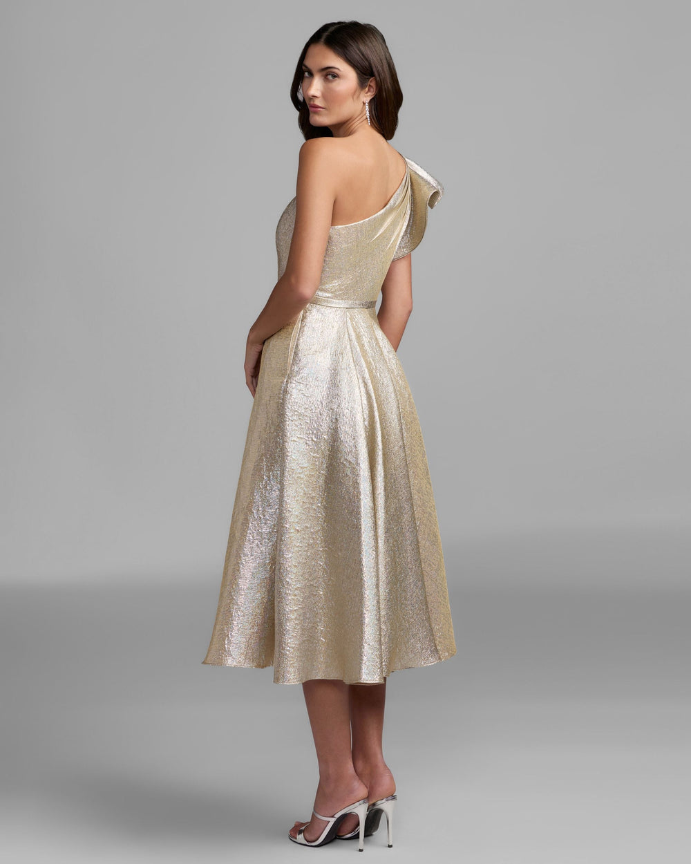 Mac Duggal 67906 One Shoulder Bow Midi Dress With Pockets