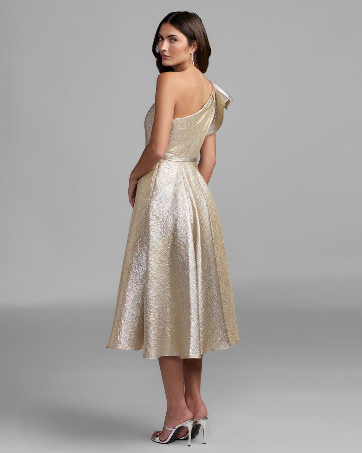 Mac Duggal 67906 One Shoulder Bow Midi Dress With Pockets