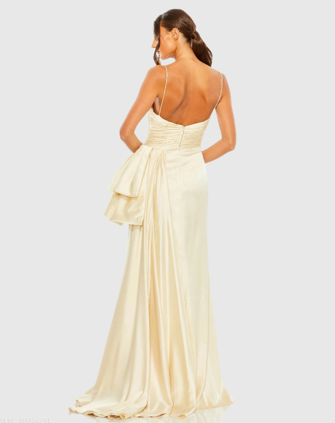 Mac Duggal 68450 Spaghetti Strap Cut Out Side Bow Gown