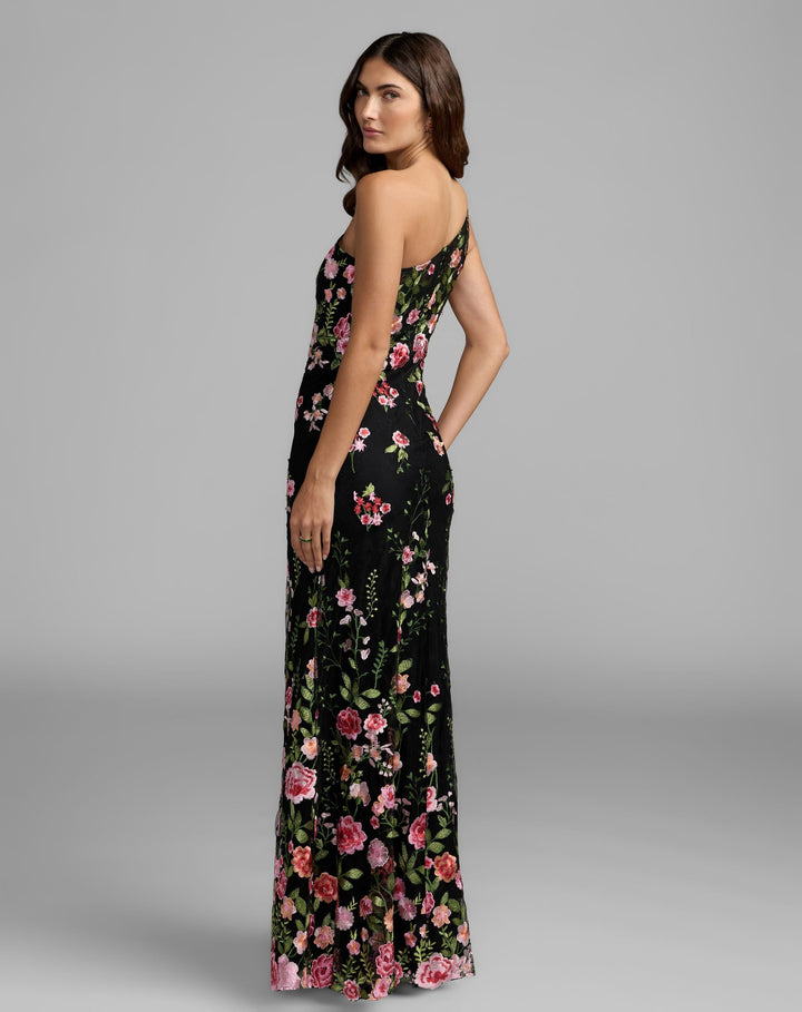 Mac Duggal 68606 One Shoulder Floral Embroidered Gown