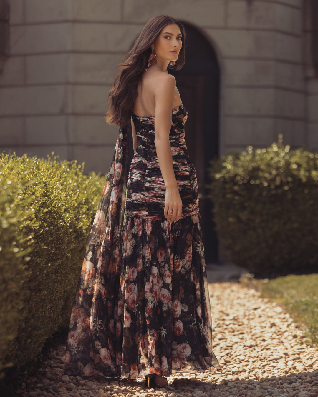 Mac Duggal 68993 One Shoulder Floral Printed Chiffon Gown