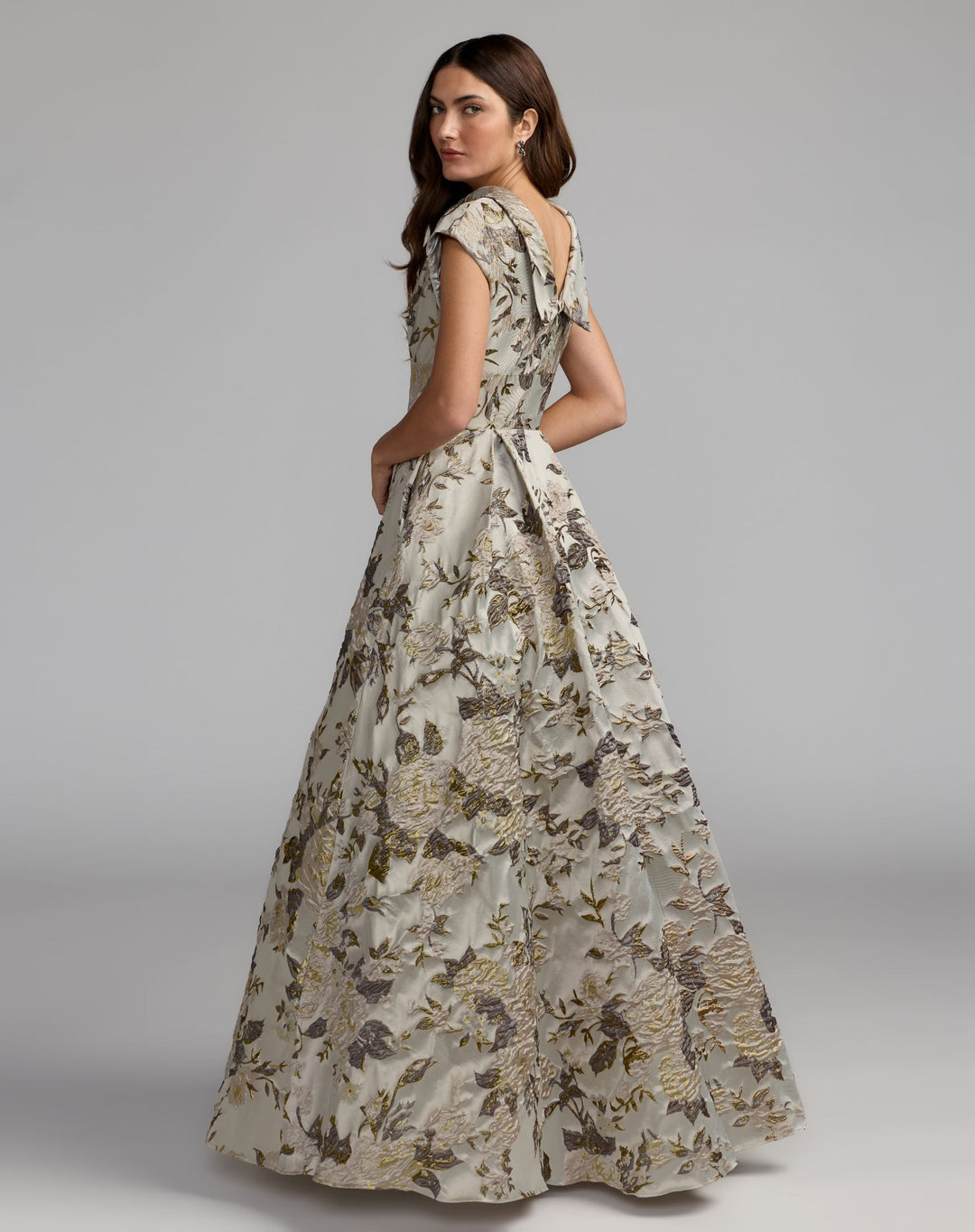 Mac Duggal 69161 Floral Brocade Cap Sleeve Ball Gown