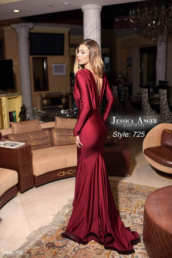 Jessica Angel 725 low V back mermaid gown back view