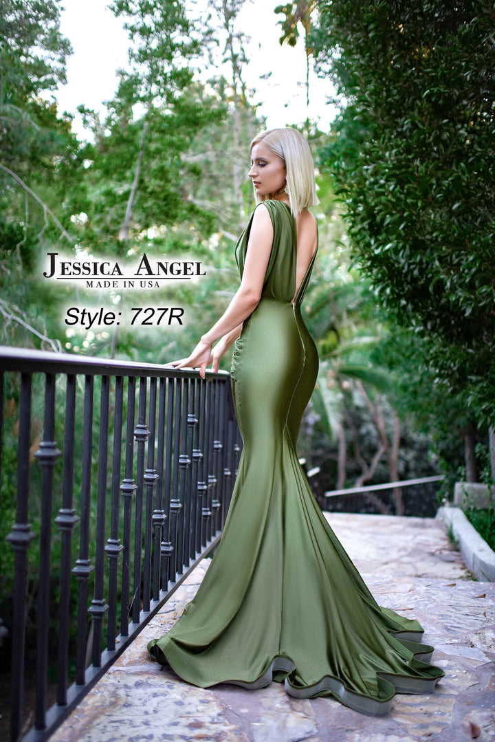 Jessica Angel 727R ruched mermaid gown side view