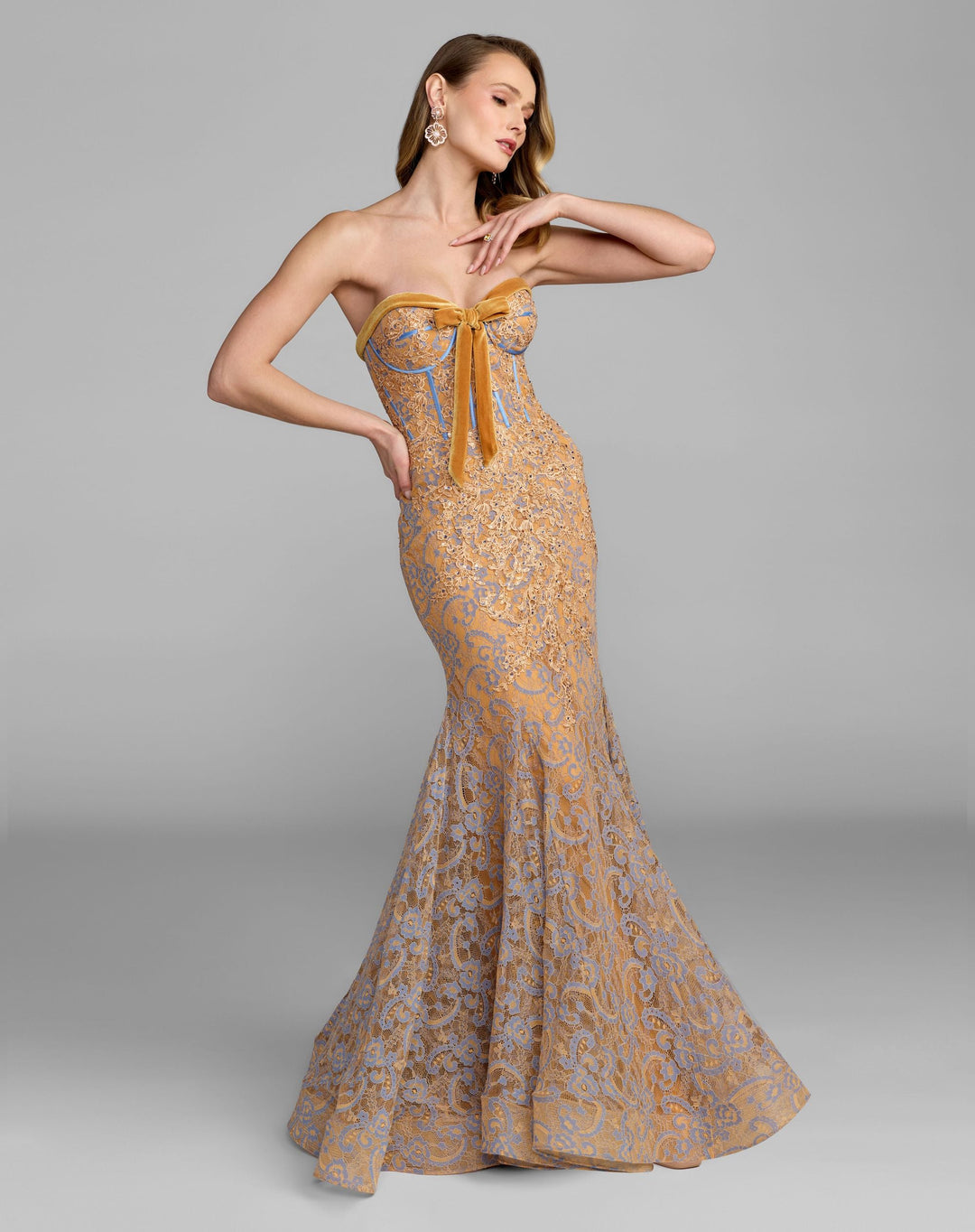 Mac Duggal 79459 Embroidered Lace Strapless Mermaid Gown