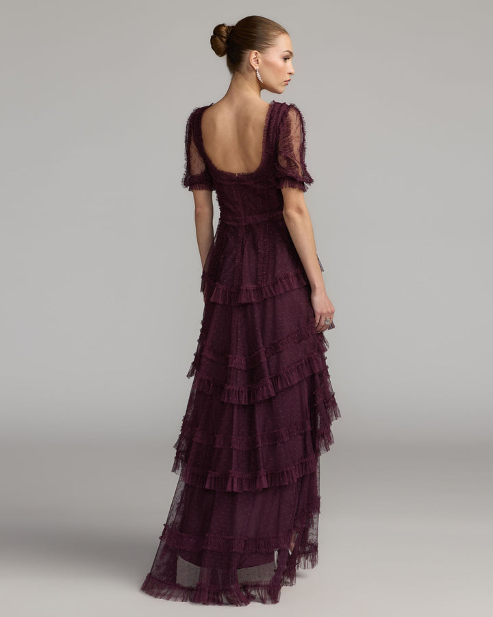 Mac Duggal 8387 Tiered Ruffle High-Low Gown