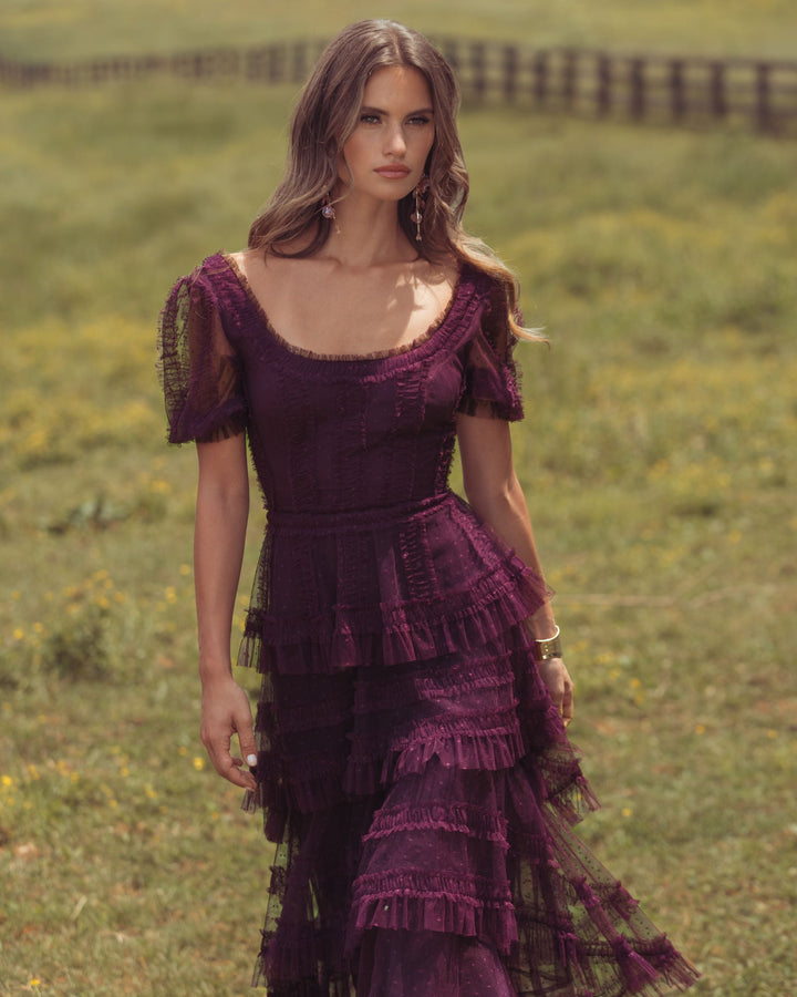 Mac Duggal 8387 Tiered Ruffle High-Low Gown