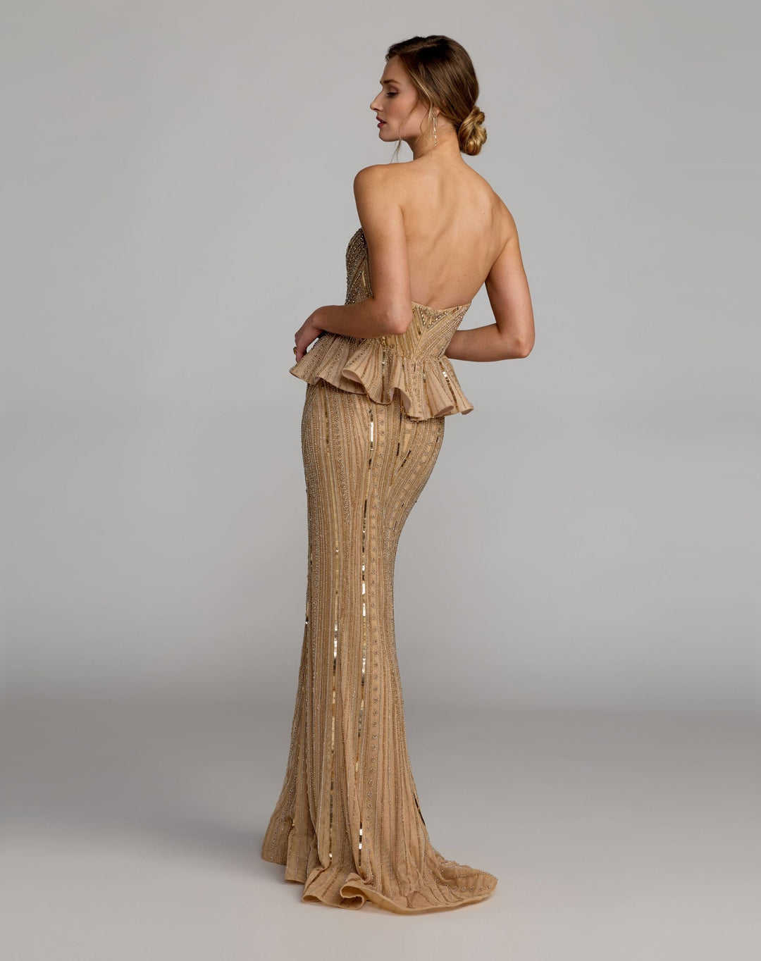 Mac Duggal 86018 Strapless Embellished Peplum Gown
