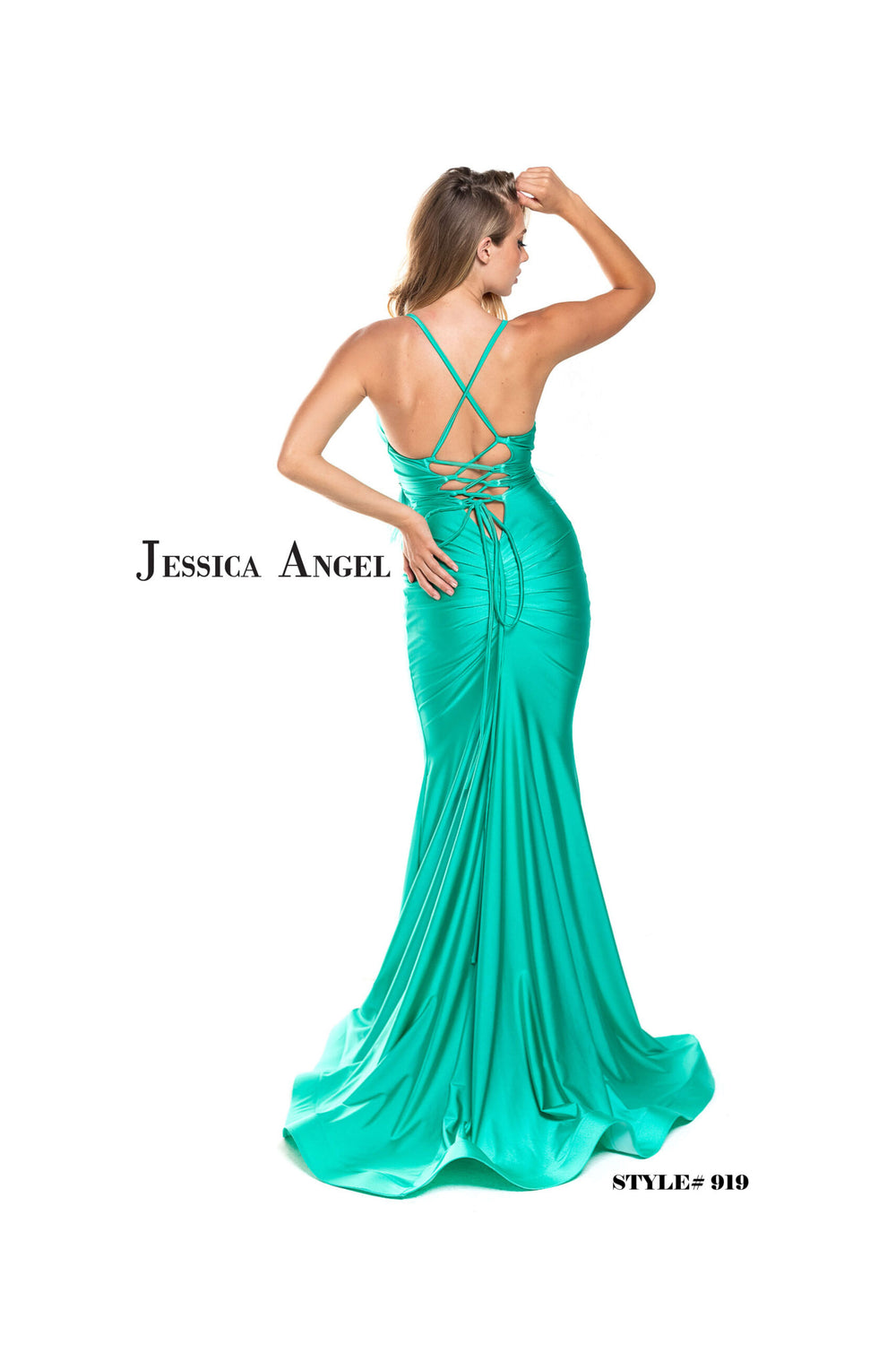 Jessica Angel 919 lace-up back mermaid gown back view