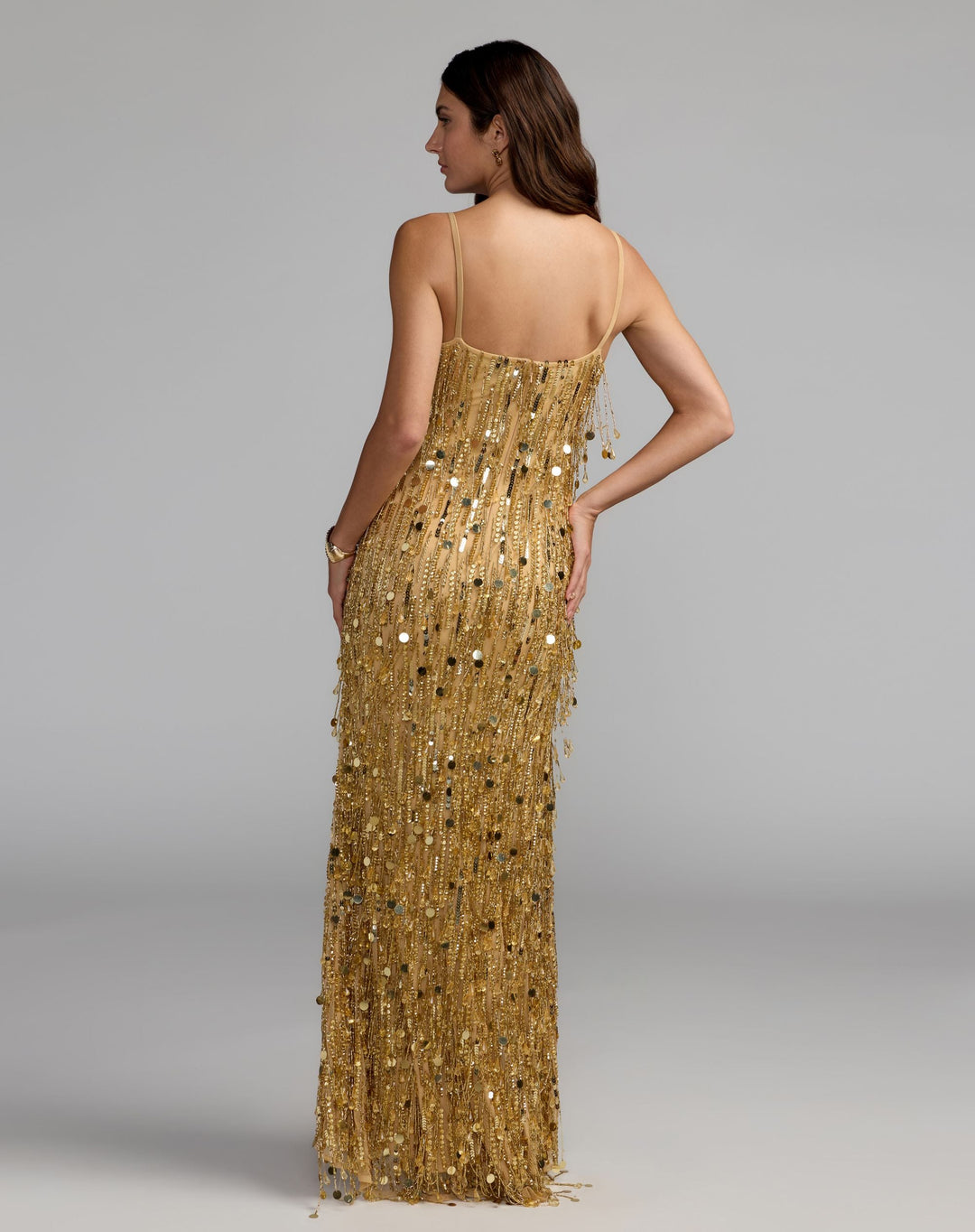 Mac Duggal 93954 Embellished Fringe Sleeveless Column Gown