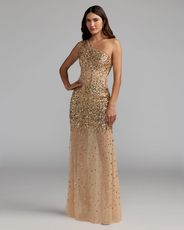 Mac Duggal 94159 One Shoulder Embellished Illusion Gown