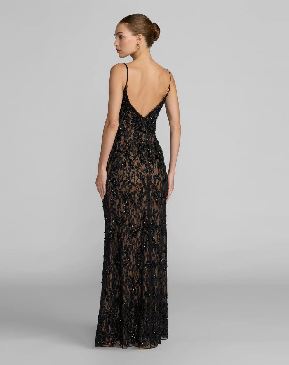 Mac Duggal 94311 Blue Embellished Lace Sleeveless Gown