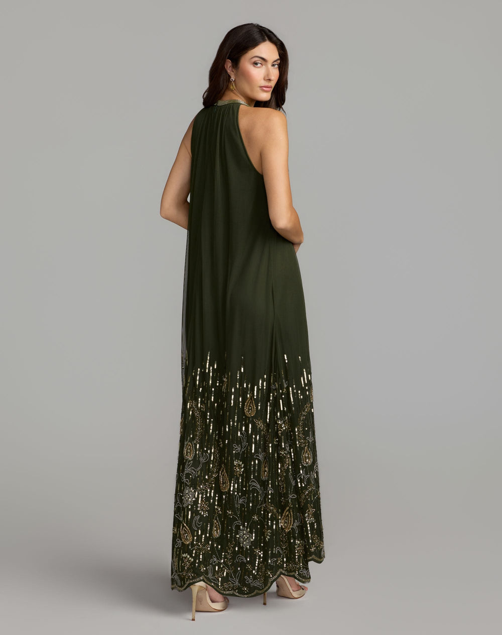 Mac Duggal 9529 Sleeveless Embellished Scallop Hem Trapeze Dress