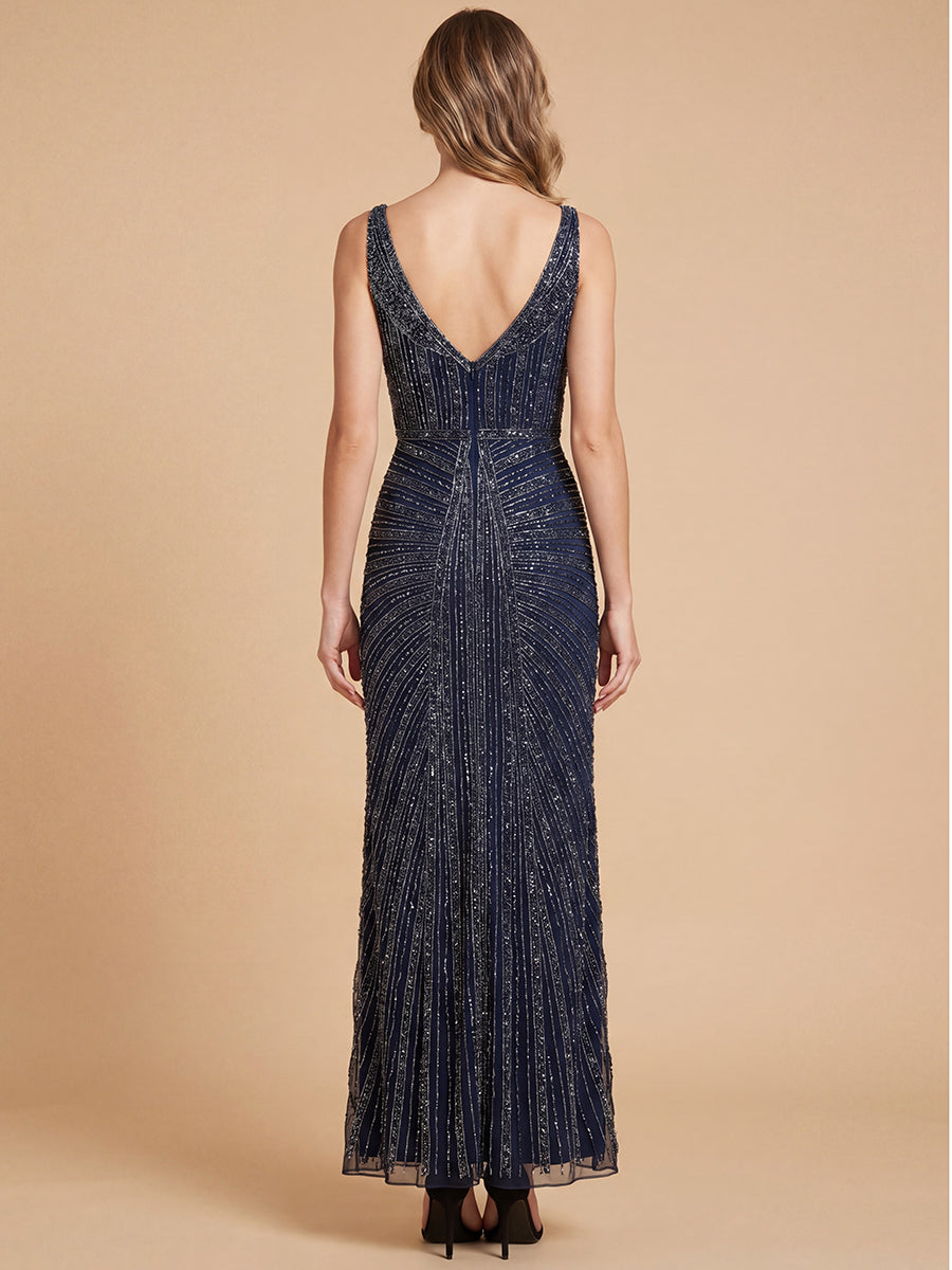 Lara 9920 Beaded V-Neck Gown