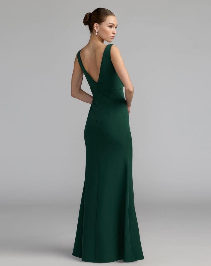 Mac Duggal 2371 Sleeveless V Neck Mermaid Gown With Bow