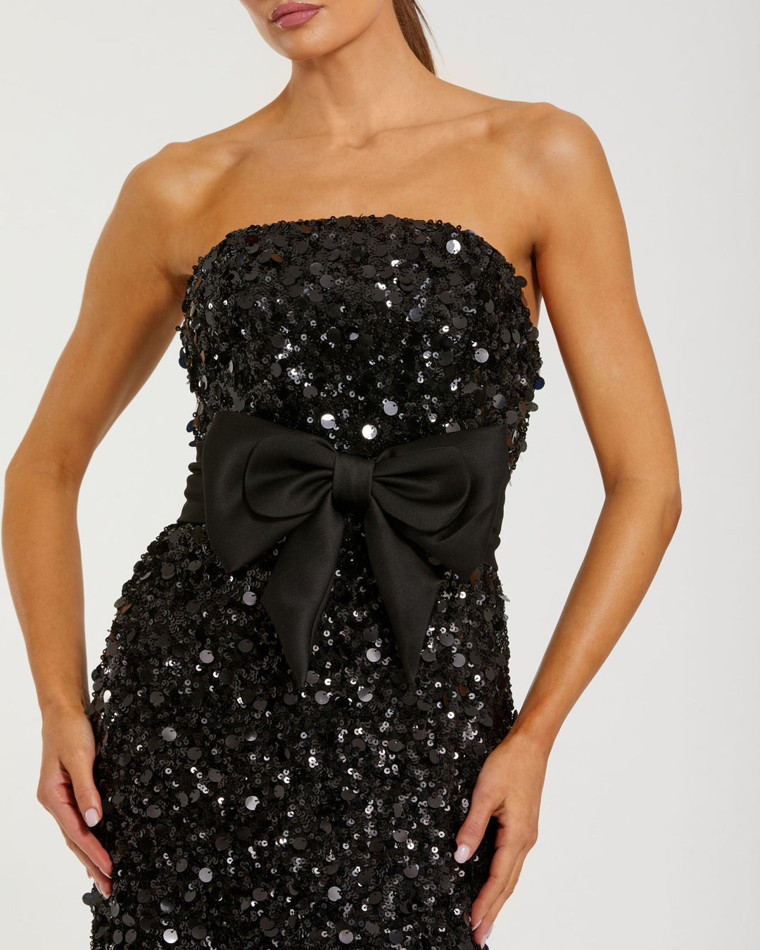 Mac Duggal 27761 Strapless Sequin Evening Gown with Bow