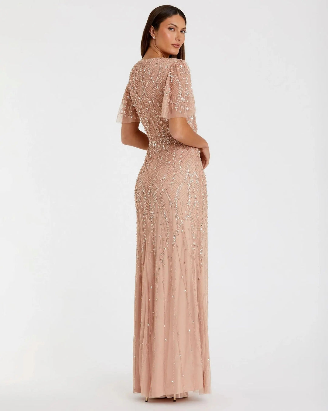 Mac Duggal 35109 Embellished Flutter Sleeve Gown