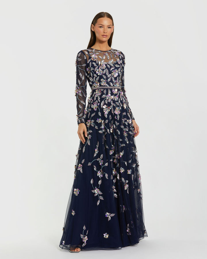 Mac Duggal 6183 Floral Embellished Evening Gown