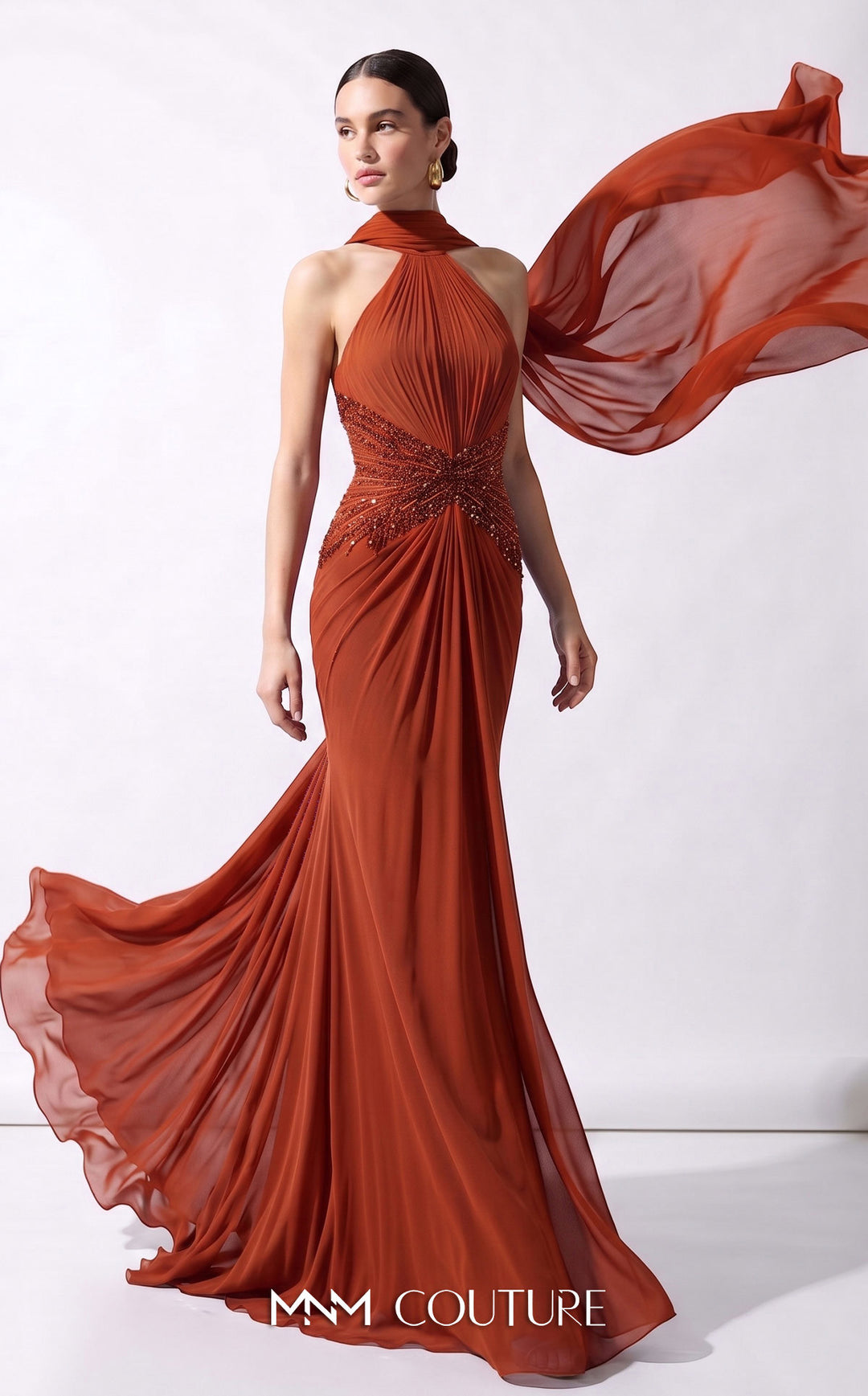 MNM Couture B1240 gown, beaded waist detail