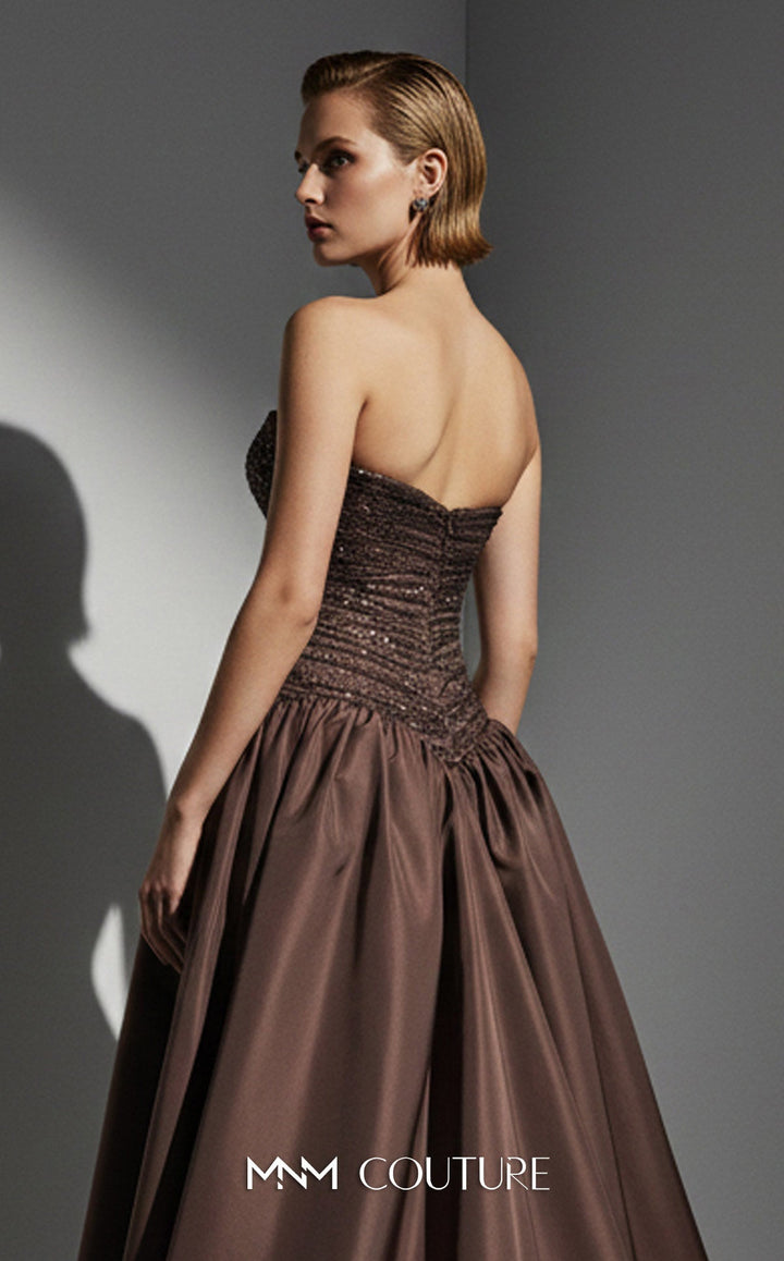 MNM Couture E0132 Asymmetric Draped Taffeta Ball Gown