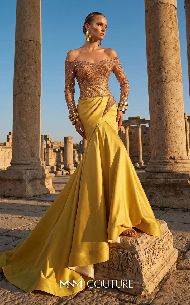 Fouad Sarkis F02957 Illusion Sleeveless Corseted Couture Dress