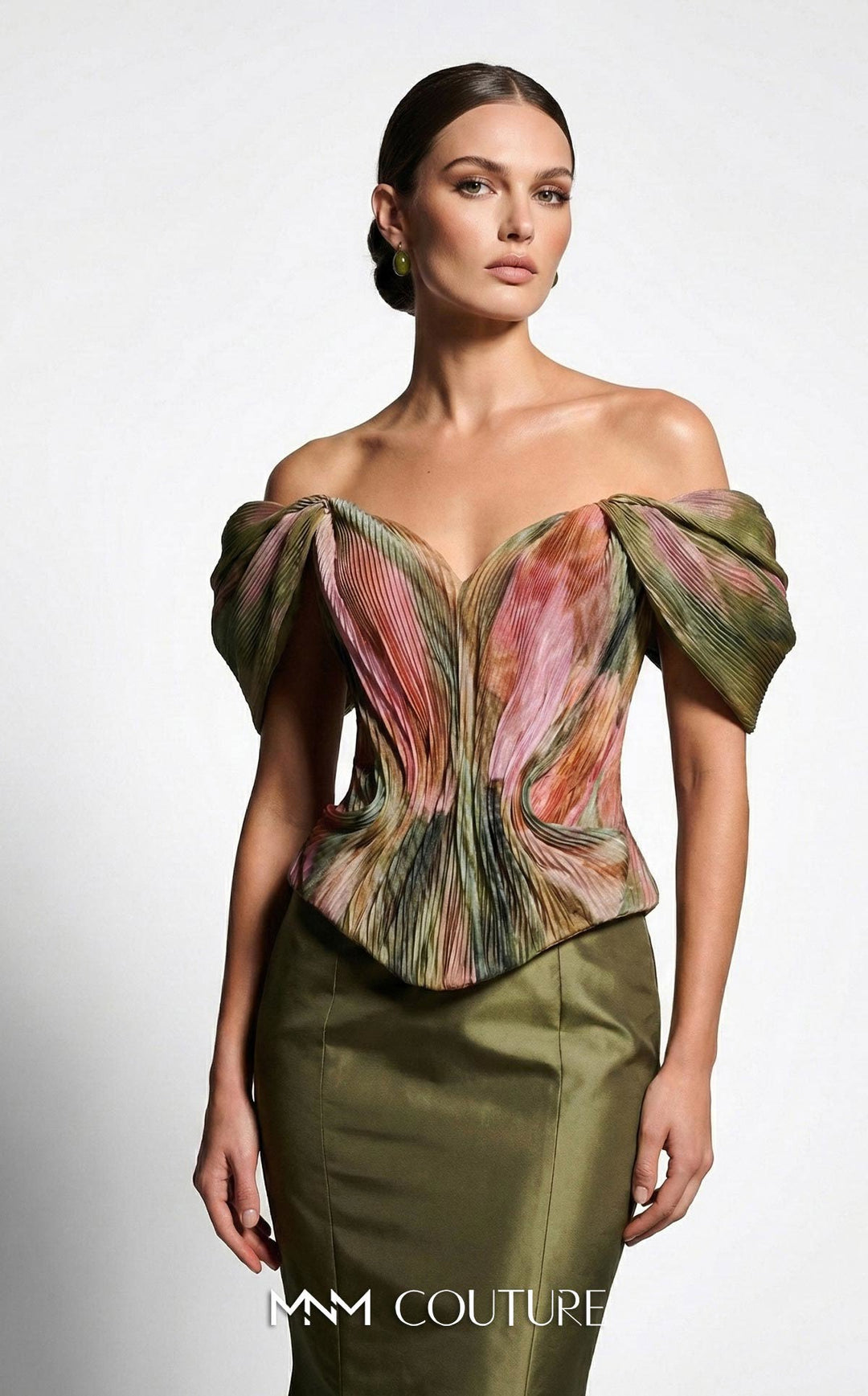Fouad Sarkis F02981A Off-the-Shoulder Cap Sleeve Mermaid Couture Dress