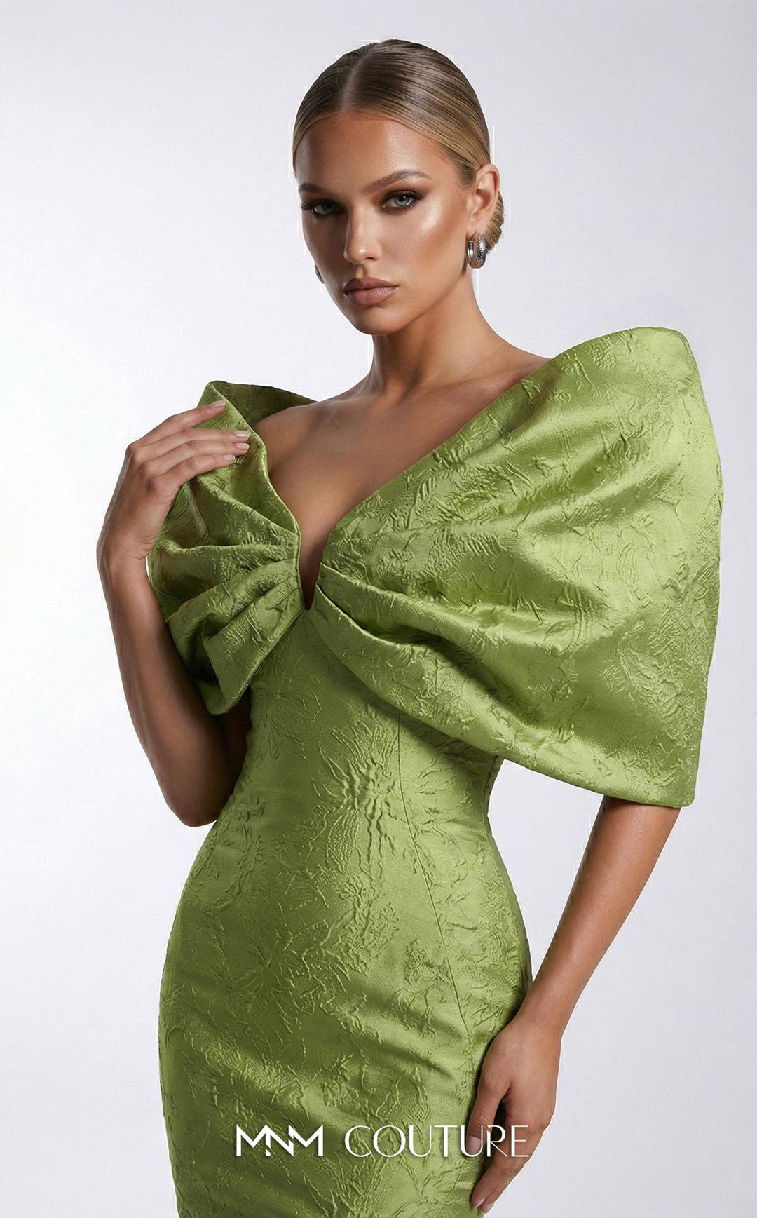 Fouad Sarkis F03009 gown, shoulder drape detail