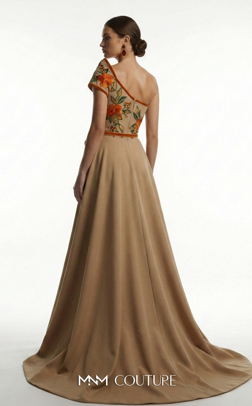 Fouad Sarkis F03023 gown, back view with overskirt