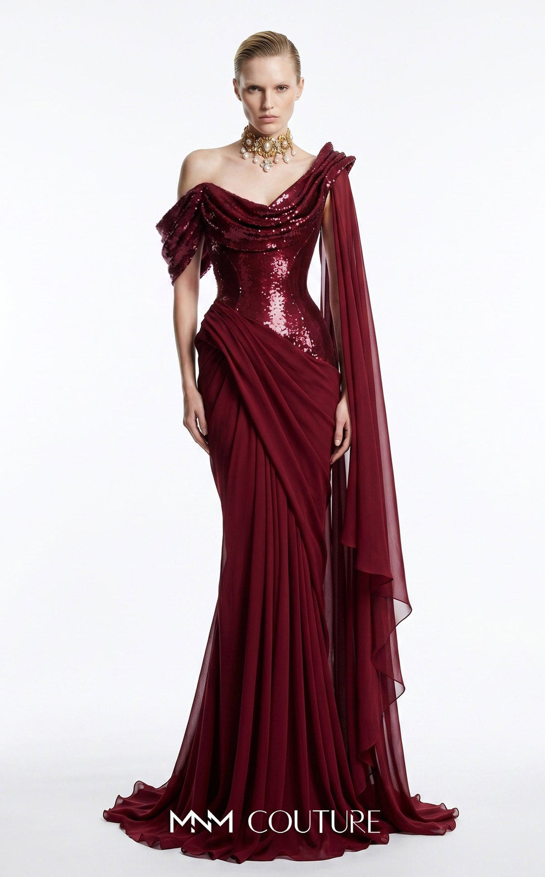 Fouad Sarkis F03048 Off-the-shoulder Corset Couture Dress