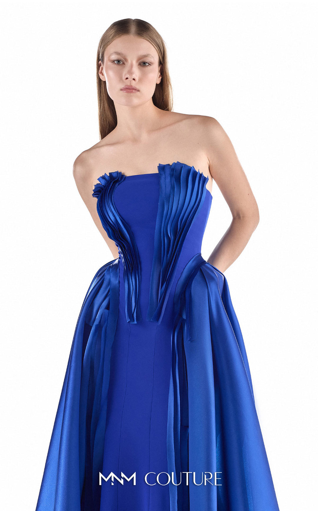 Gaby Charbachy G2225 couture gown, pleated bodice detail