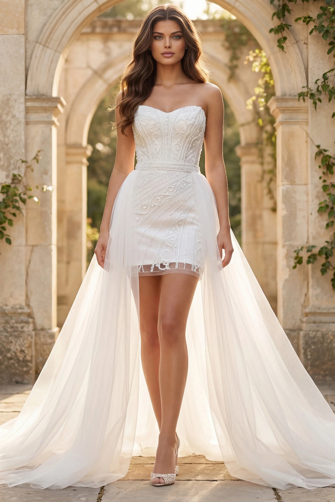 Jovani JB22274 Elegant Strapless Bridal Gown with Detachable Train