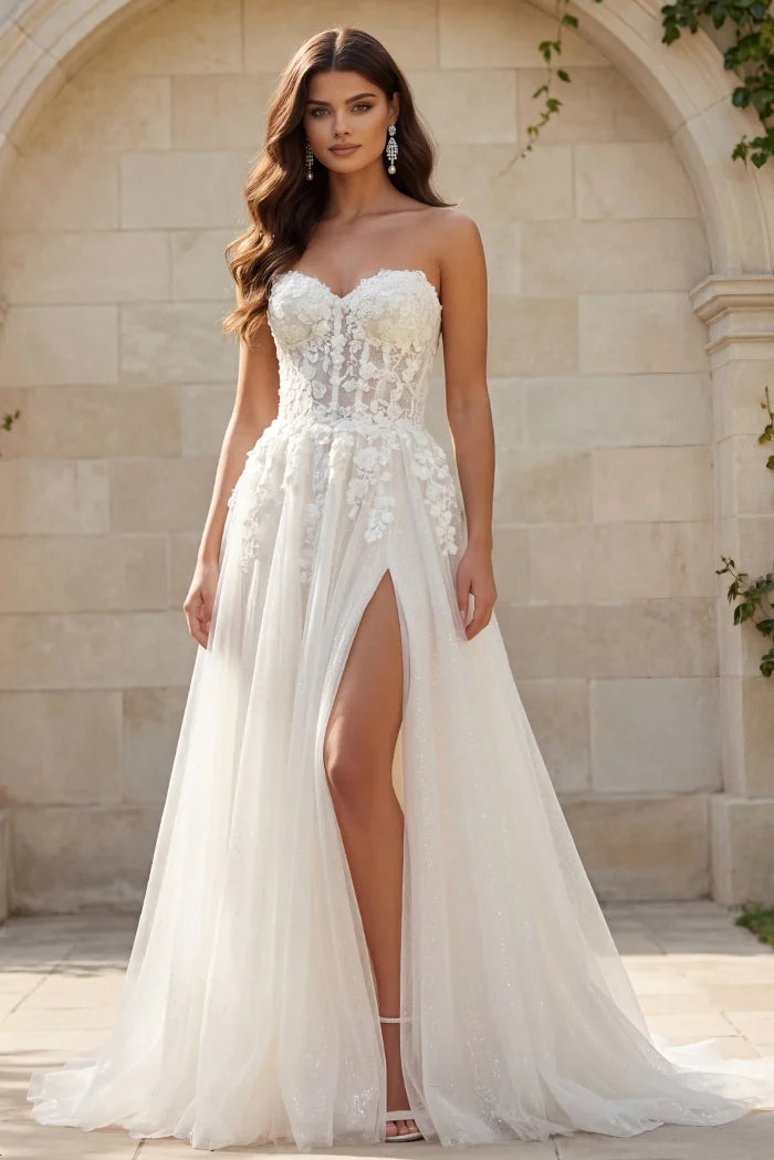 Jovani JB25730 Off White Strapless Sweetheart Neckline Bridal Dress - FOSTANI.com