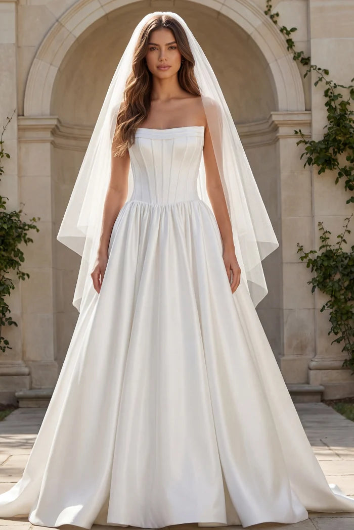 Jovani JB40784 Strapless A line Wedding Dress