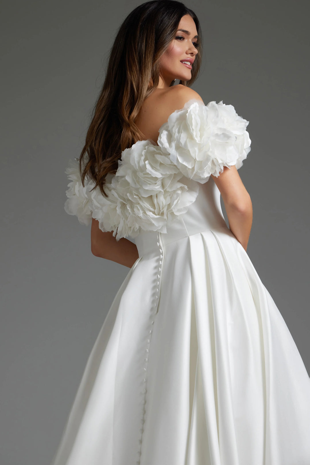 Jovani JB40795 off the Shoulder V Neck Wedding Dress