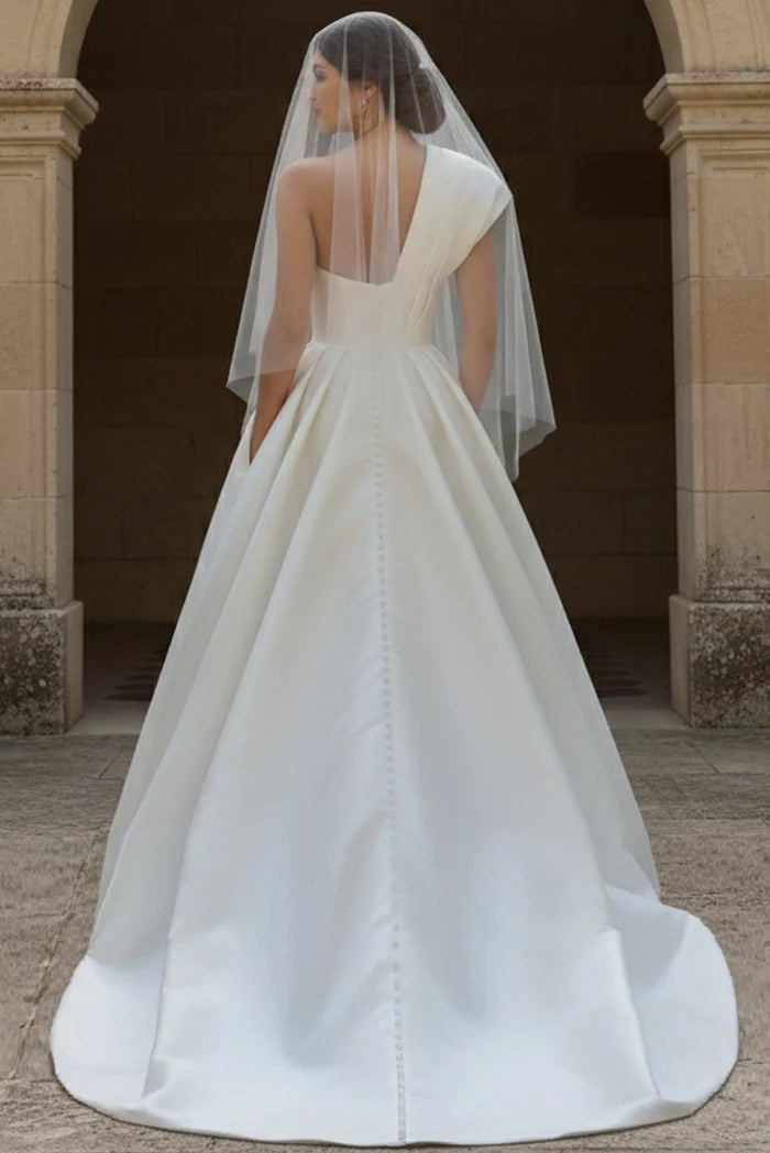 Jovani JB43278 One Shoulder Ball Gown With Soft Pleats