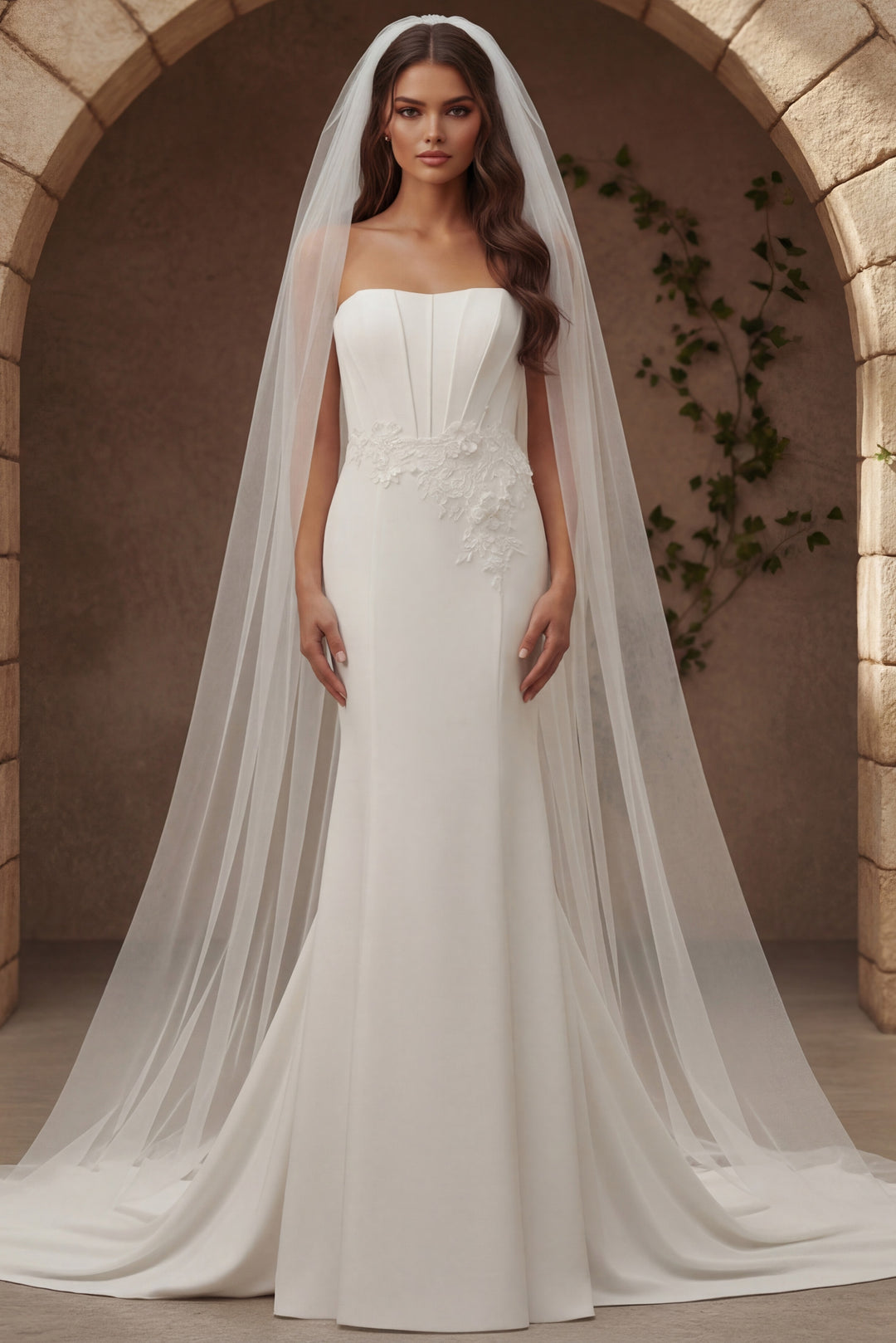 Jovani JB43816 Strapless Bridal Gown With Pleated Bodice