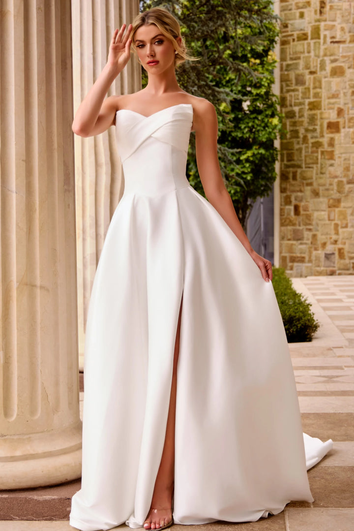 Jovani JB46880 Strapless Sweetheart Satin Wedding Dress
