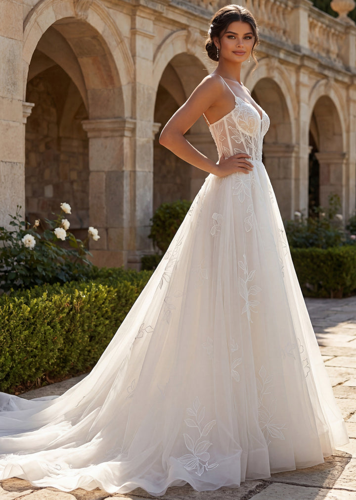 Jovani JB49761 Floral Embroidered A Line Bridal Gown
