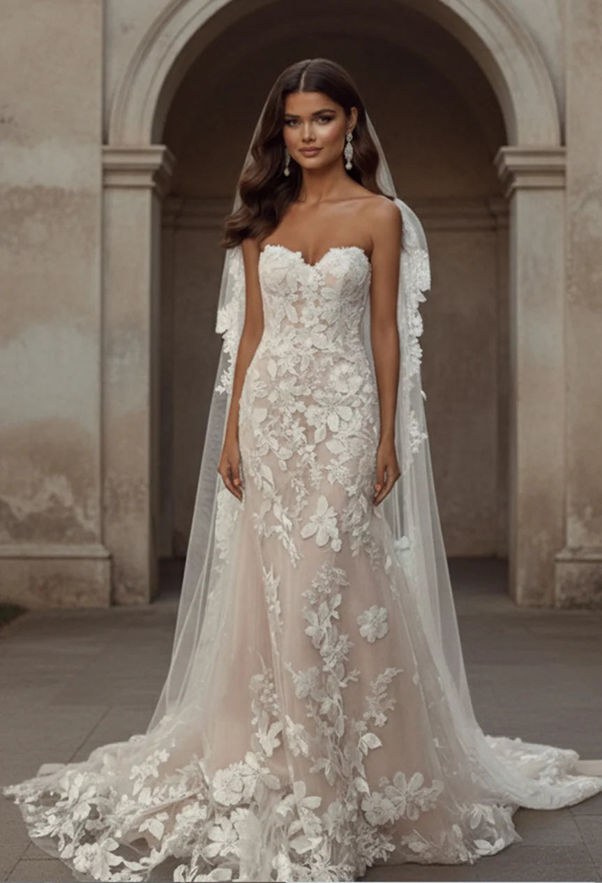Jovani JB99063 Floral Lace Bridal Gown With Sparkle Tulle