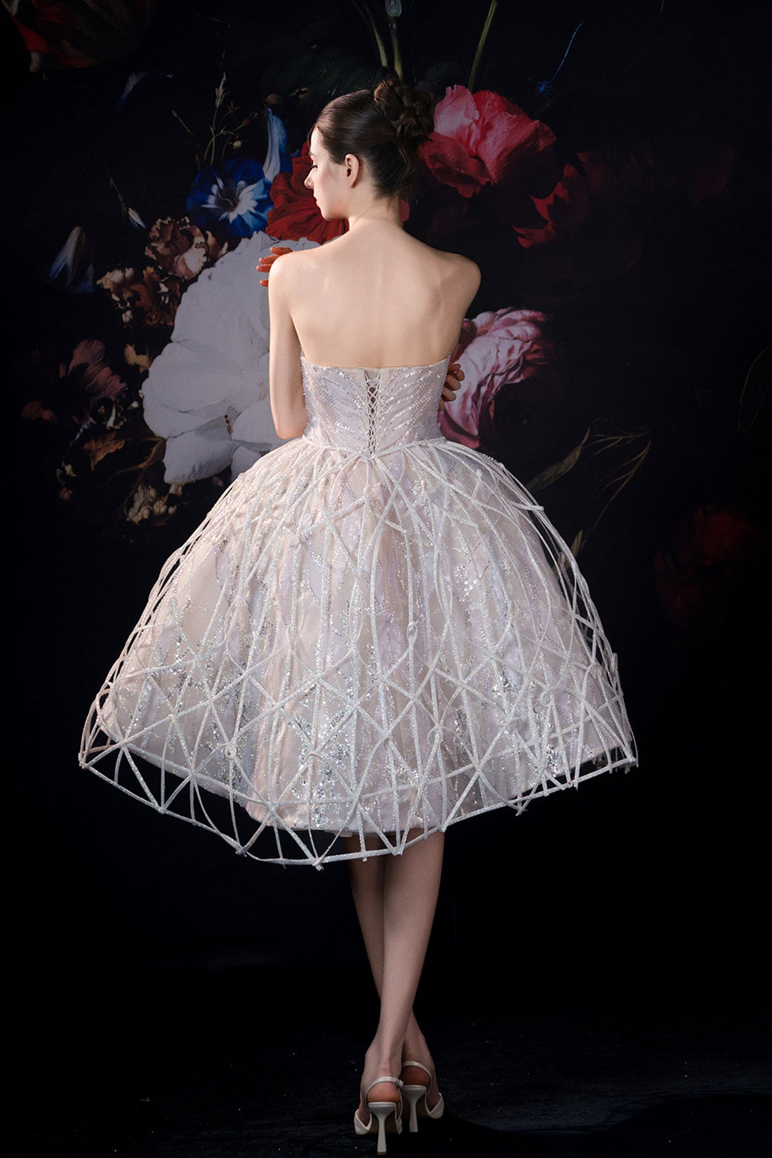 Strapless A-Line Dress with Beaded Bodice - FOSTANI.com