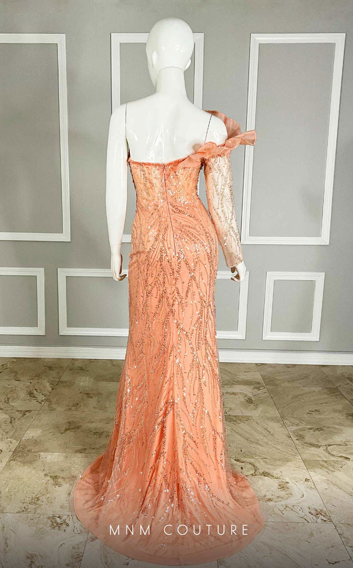 MNM Couture M1114 : Embroidered Asymmetrical Couture Tulle Gown - FOSTANI.com