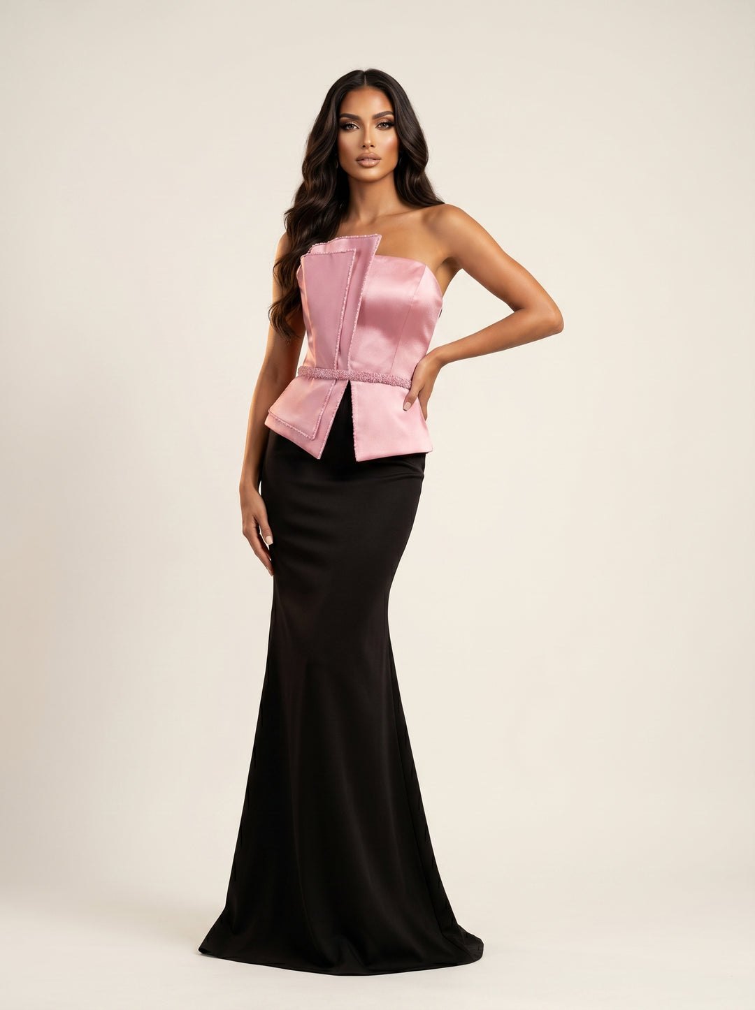 Modessa Couture M26716 Strapless Sleeveless Structured Satin Bodice Dress