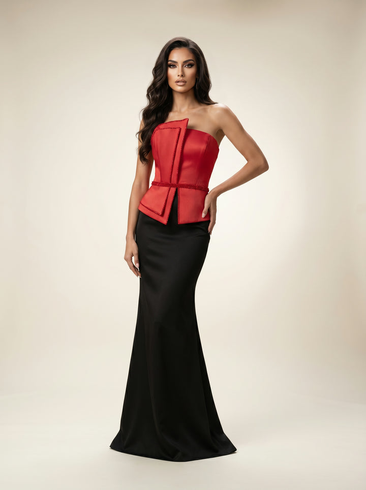 Modessa Couture M26716 Strapless Sleeveless Structured Satin Bodice Dress