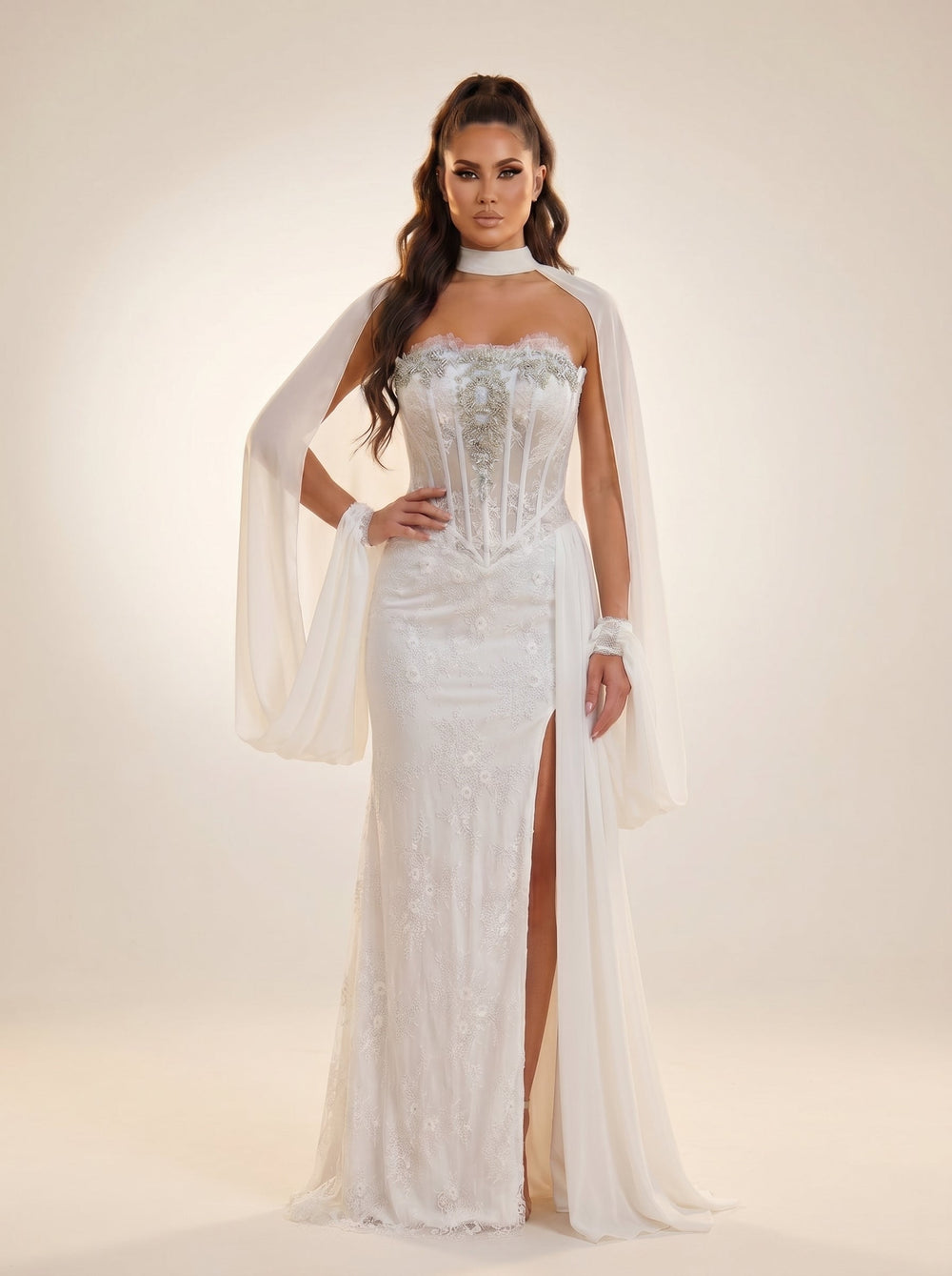 Modessa Couture MO26735 strapless corset evening gown alternate color front view